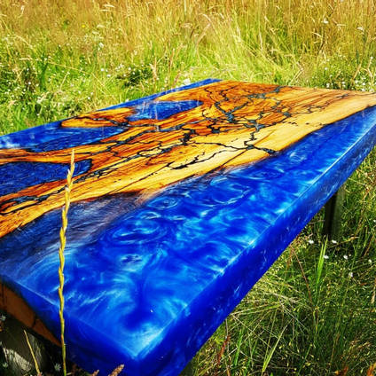 Electric Blue SHIMR Lighting Table by Beermat Customs